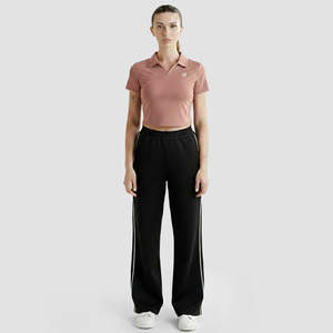Core <b>Line</b> Wide Leg <b>Pants</b> with Side Stripe Decoration Black Trousers - Product Image 4