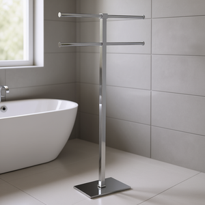 Toallero de 4 brazos Gedy RA31 66 en gris paloma con acabado cromado arcoíris (40x15.5x83.7cm) para baño - Product Image 3