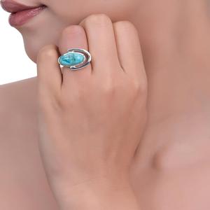 Mohave <b>Turquoise</b> <b>Ring</b> 925 Sterling Silver Blue Gemstone Statement <b>Ring</b> Handmade Jewelry Unique Gift for Her Elegant Bohemian - Product Image 1