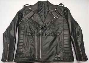 Chaqueta de piel de vaca personalizable de alta calidad Logo Estilo vintage Tela vaquera Liso teñido Cremallera Invierno Servicio OEM disponible - Product Image 2