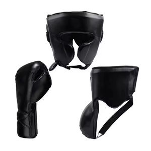 Ensemble de gants de boxe Winning pour la compétition de boxe, vente en gros, cuir noir, Winning, cuir véritable, ensembles de boxe - Product Image 6