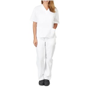 Trajes casuales de manga corta con cuello en V de satén para mujeres, médicos y enfermeras, uniformes médicos para trabajo de farmacia hospitalaria - Product Image 1