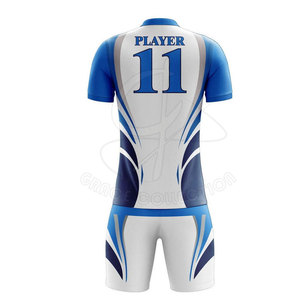 Kits de uniformes de fútbol personalizables con cuello en V, ropa de fútbol duradera de Pekín con traje contrastante y conjunto de ropa con cuello en V - Product Image 3