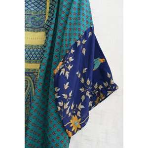 Kimono Corto de Seda Transpirable, Talla Grande, Hasta la Rodilla, con Estampado Patchwork, Hecho a Mano, Estilo Bohemio Indio, para Mujer, Ropa de Dormir - Product Image 3
