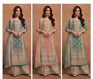 Belle robe fantaisie attrayante lourde PV Vichitra Salwar Suit & Dupatta avec broderie Codding Sequence Work Indian Exportateur - Product Image 3