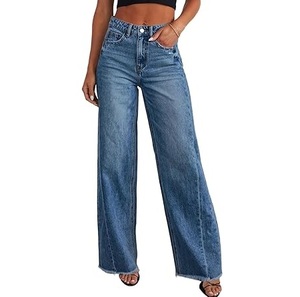 Wholesale <b>Men</b> <b>Wide</b> <b>Leg</b> Patchwork Blue Denim <b>Jean</b> Pants Mid Stretchy Casual Trouser Spring Fashionable Breathable Midweight - Product Image 6