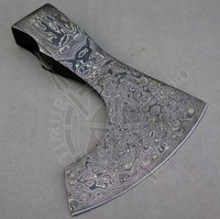 Damaszener Stahl Kopf Kohlenstoffstahl Geschmiedeter Doppelklingen-Tomahawk-Axtkopf mit individuellem Logo, Industriequalität, Holzgriff, Hohe Qualität