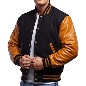 Chaqueta universitaria de manga de cuero para hombre de alta calidad personalizada chaqueta universitaria Letterman de béisbol de color de contraste personalizada para hombre - Product Image 1