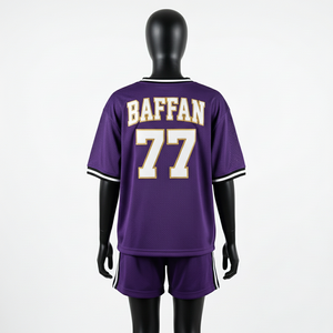 Conjunto Deportivo de Malla de Poliéster Transpirable Premium, Paneles con Rayas Moradas, Negras y Blancas, Sublimación Personalizada, Uniformes Deportivos para Mujer - Product Image 6