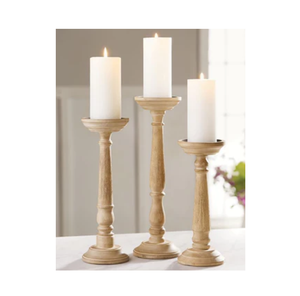 Best Selling High Quality Eco-friendly Handmade Wooden Taper Candle Holder <b>SET</b> 3 Wood Votive Candle Pillars Christmas Birthday - Product Image 6