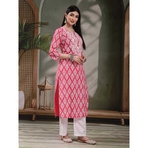 Kurta Recta con Cuello Redondo y Estampado Floral para Mujer, Blusas y Camisas Elegantes para Mujer - Product Image 5