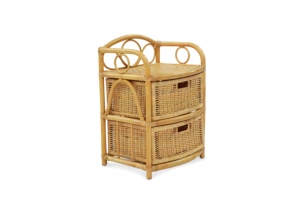Armoire pour enfants avec 2 tiroirs, étagère de rangement en rotin, design asiatique écologique pour la maison et l'hôtel, origine Indonésie - Product Image 2
