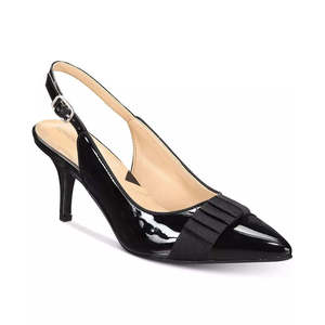 Adrienne Vittadini Scarpe da Donna Shandy Slingback Comode con Tacco Basso Nere Taglia 8.5M con Tacco a Spillo Sottile in Pelle - Product Image 1