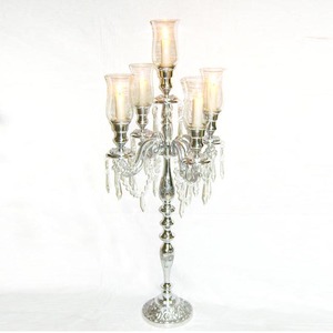Grand chandelier en aluminium plaqué or rose Bougeoir moderne de style luxueux pour centre de table de mariage ou éclairage Candela - Product Image 3
