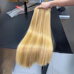 Hot <b>Blonde</b> Human Hair Long Lasting Silky Bone Straight Genius Weft Hair Extensions Cuticle Aligned Raw Vietnamese Hair Lace <b>Wigs</b> - Product Image 2