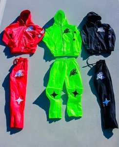 Custom Winter for Flared Jogger Set Unisex Zip up Hoodie Pants <b>Streetwear</b> <b>Y2K</b> Hip Hop Cotton Fleece Tracksuit Professional Wear - Product Image 2