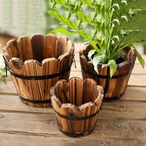 Pots de fleurs en bois de manguier indien sculptés à la main, jardinière de ferme vintage marron foncé, décoration d'intérieur, jardin à vente chaude - Product Image 6