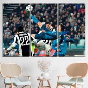 Tableau sur toile Cristiano Ronaldo : Affiche de football imprimée pour la décoration intérieure, LOT DE 3 TOILES - Product Image 1