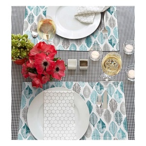 Sea Green Trendy Heat Resistance Decoration 100% Organic Cotton GOTS Certificate Placemat New Dining Linen Stylish Table <b>Mats</b> - Product Image 2