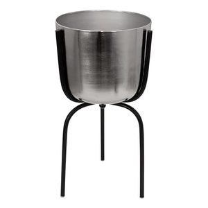 Maceta plateada de lujo de la mejor venta con soporte negro para uso decorativo en el jardín del hogar a bajo precio de la India - Product Image 5