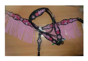 Ensemble de collier en cuir Durable d'étalon de tête de cheval occidental haut de gamme Design de fleur peint à la main élégant équitation couleurs assorties - Product Image 4