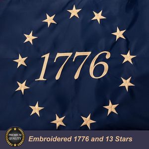 Bandera Americana de Algodón 1776 Betsy Ross con Efecto Té, 3x5 Pies, Vintage, 13 Estrellas, Coloniales, Bordada, Duradera para Exteriores - Product Image 2