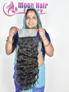 Producto 100% genuino, cierre de cabello humano natural con extensiones onduladas estilo loose wave, disponible de proveedores en India. - Product Image 4