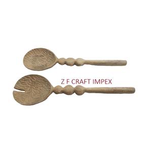 Entièrement fait à la main nouvelle tendance en laiton poignée mangue acacia bois salade serveur cuillère ensemble Unique Type outils de service avec poignée Unique - Product Image 6