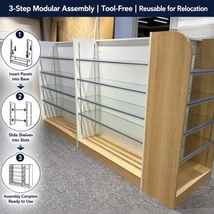 Étagère réglable pour magasin de cosmétiques Love Shack Fancy, produits écologiques, étagère îlot <span class=keywords><strong>en</strong></span> bois E0 - Product Image 2