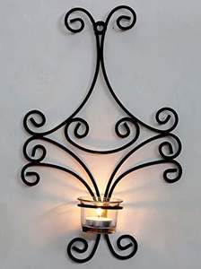 Aplique de pared de hierro antiguo moderno con portavelas para decoración del hogar y la oficina, eventos de bodas, decorativo, hecho en India. - Product Image 4