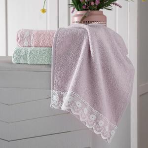 Asciugamano da cucina 3 pezzi in pizzo margherita Maxstyle lilla-rosa secca