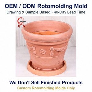 <span class=keywords><strong>Pot</strong></span> de fleurs décoratif en plastique rotomoulé sur mesure avec soucoupe OEM ODM 60cm, jardinière de sol, moulage par rotation, directement de l'usine - Product Image 1