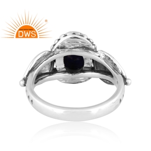 Best Selling Oxidized Sterling Silver Natural Lapis Lazuli Gemstone <b>Statement</b> <b>Ring</b> Custom Jewelry Manufacturer - Product Image 4