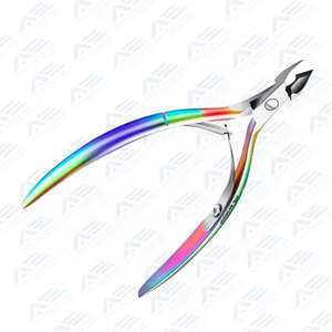 Professional Double Nail Clipper Cuticle Nippers 5 Color Options Curved Blade Stainless Steel Eco-friendly Beauty <b>Tool</b> - Product Image 4