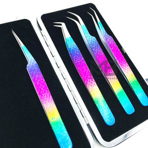 Pinzas especiales de extensión de pestañas con agarre de diamante recubierto de dos tonos, pinzas de extensión de etiqueta privada de acero inoxidable japonés - Product Image 3