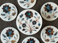 Lot de sous-verres de luxe portables et durables en marbre incrusté, faits à la main, écologiques, pour la maison, le bureau et l'hôtellerie - S.Kumar Sons