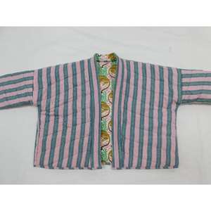 Fait à la main Boho matelassé femmes veste manches longues respirant coton tissu hiver saison tissé lin doublure imprimé - Product Image 2