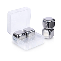 Glaçons réutilisables en acier inoxydable Refroidisseur de whisky 4 pièces Rack réutilisable 304 glaçons en acier inoxydable Prix bas
