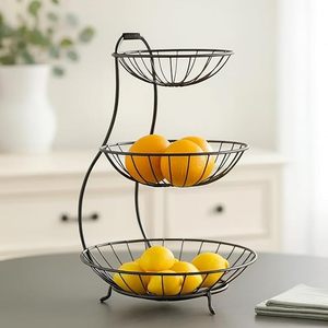 Élégante corbeille à fruits en fer noir pour la cuisine, mélangeant avec des styles intérieurs modernes et offrant un grand espace de stockage des fruits - Product Image 6