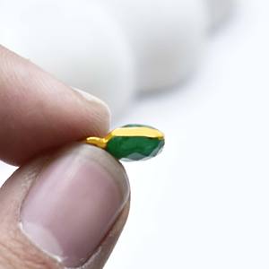 Dyed Emerald Pendant - Square Shape Stone <b>Charm</b>, Handmade Tiny Gold Plated Pendant For <b>Christmas</b> Gift - Product Image 5