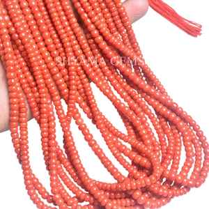 Cuentas de Rondelle lisas de Coral italiano natural, hebra de piedras preciosas sueltas para la fabricación de joyas, precio de fábrica al por mayor - Product Image 1