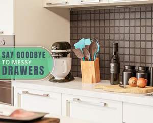 Bamboo <b>Utensil</b> <b>Holder</b> for Countertop - Large Upright Modern Organizer - <b>Utensil</b> Crock for <b>Kitchen</b> Counter - Product Image 5