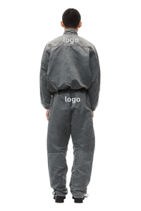 2025 veste à glissière et pantalon 100% Nylon lourd sérigraphie Logo goutte épaule coupe-vent survêtement pour hommes - Product Image 3