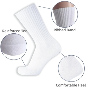 High Quality Custom Logo Crew Stripe Sports <b>Socks</b> 100% Cotton with <b>Black</b> Polyester Low MOQ Brand Packaging - Product Image 3