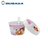 220ml Inyección de grado alimenticio IML Diseño de impresión Envase de plástico PP Helado Yogurt Jelly Cup con tapa y cuchara