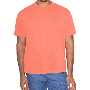 เสื้อยืดคอกลมแขนสั้นผู้ชาย สีคอรัล ทรงปกติ สีพื้น ผ้าเจอร์ซีย์ถัก 100% ผ้าฝ้าย - Product Image 1