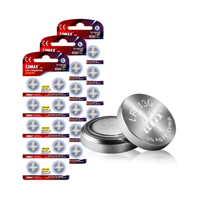 LDMAX China Factory 10 Pcs 1.5V AG10 Alkaline Button Cell AG4 389 390 GP89A L1130 LR54 189 LR1130 Button Battery for Watch