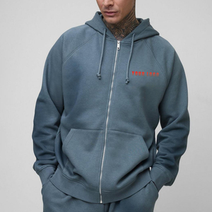 2025 nouveau arrivé doux coton Streetwear surdimensionné sweats à capuche zippés personnalisé imprimé Logo Boxy Fit fermeture éclair Hip Hop sweat pour hommes - Product Image 1