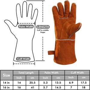 Guantes de soldador de trabajo de seguridad de capa superior de cuero de vaca de alta calidad antideslizantes suaves guantes de trabajo de soldadura de protección de manos - Product Image 5