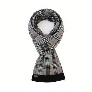 Chal de lana de doble cara para hombre, bufanda tejida a cuadros en gris, negro, blanco y rojo - Product Image 2